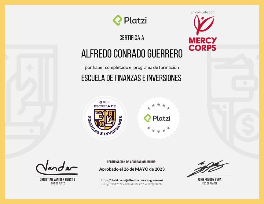 Diploma de la Ruta de Aprendizaje de Finanzas e Inversiones