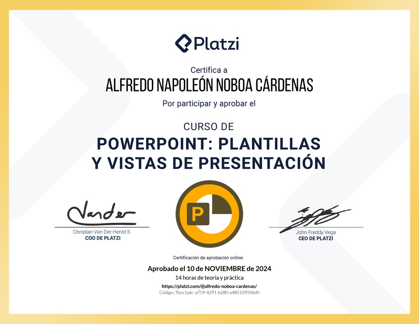 Diploma del Curso de PowerPoint: Plantillas y Vistas de Presentación