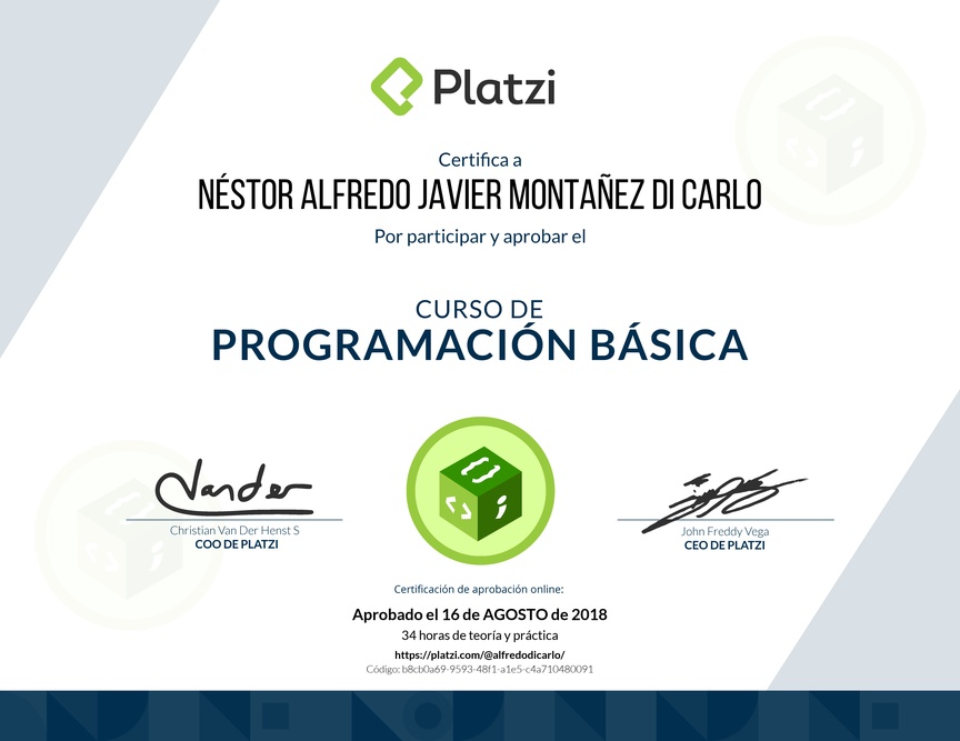 Diploma del Curso Básico de Programación