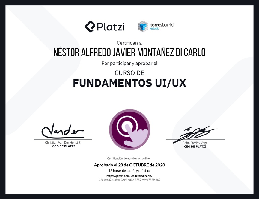 Diploma del Curso de Fundamentos UI/UX