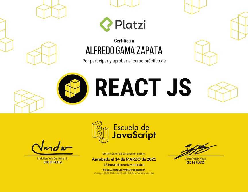 Diploma del Curso Práctico de React JS 2019