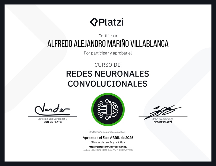Diploma del Curso de Redes Neuronales Convolucionales