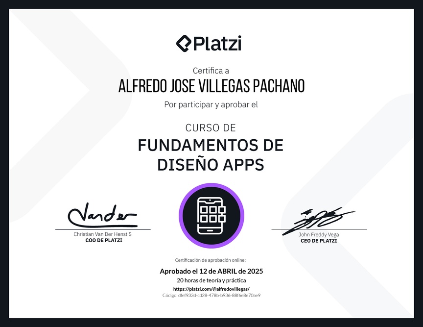 Diploma del Curso de Fundamentos de Diseño de Apps