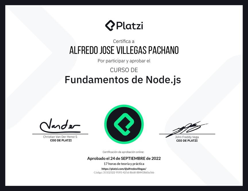 Diploma del Curso de Fundamentos de Node.js