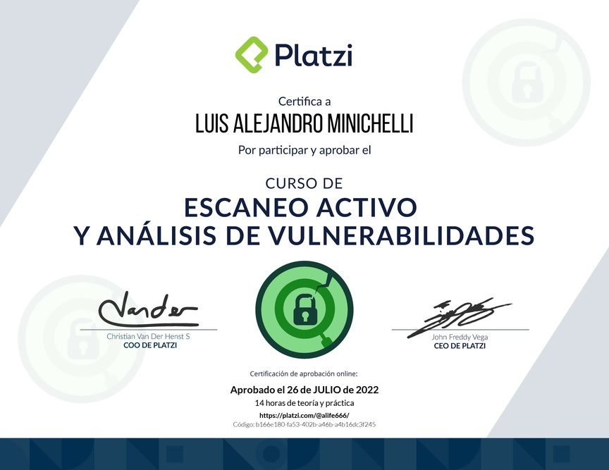 Diploma del Curso de Escaneo Activo y Análisis de Vulnerabilidades