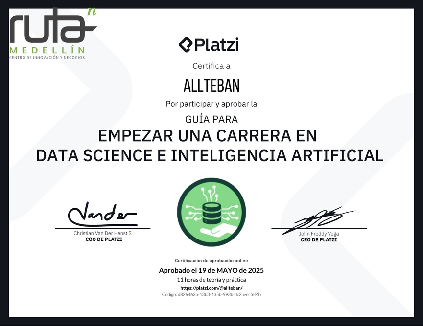 Diploma de Guía para Empezar una Carrera en Data Science e Inteligencia Artificial