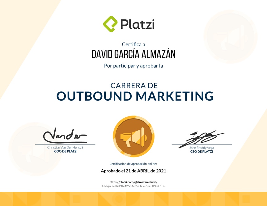 Diploma de la Ruta de Aprendizaje de Outbound Marketing