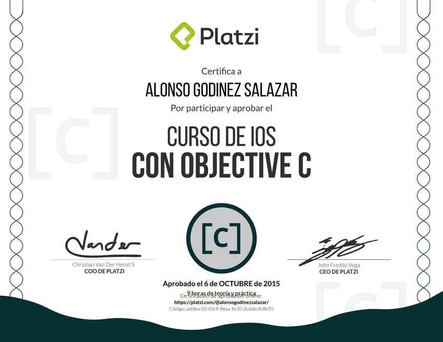 Diploma del Curso de iOS con Objective-C