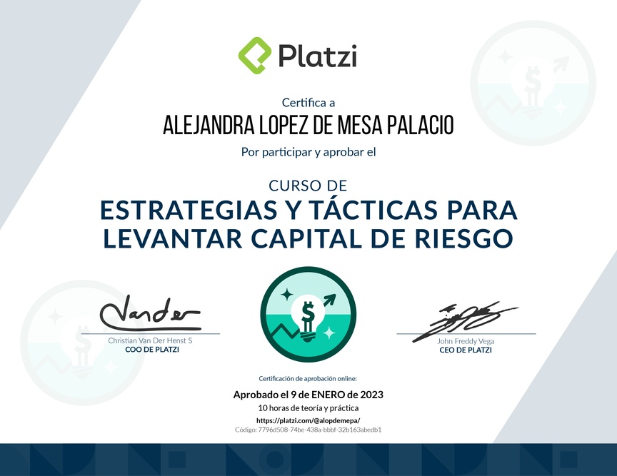 Diploma del Curso de Levantamiento de Capital para Emprendedores en Etapa Semilla