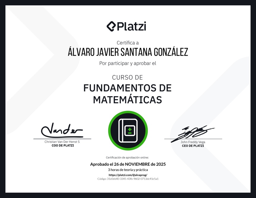 Diploma del Curso de Fundamentos de Matemáticas
