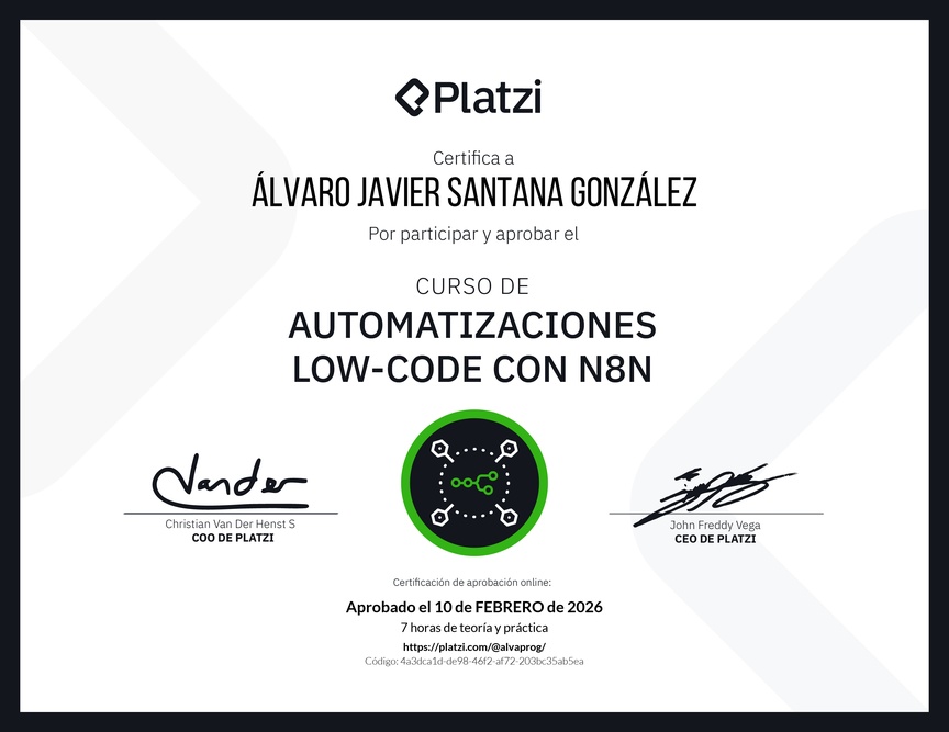 Diploma del Curso de Automatizaciones con n8n