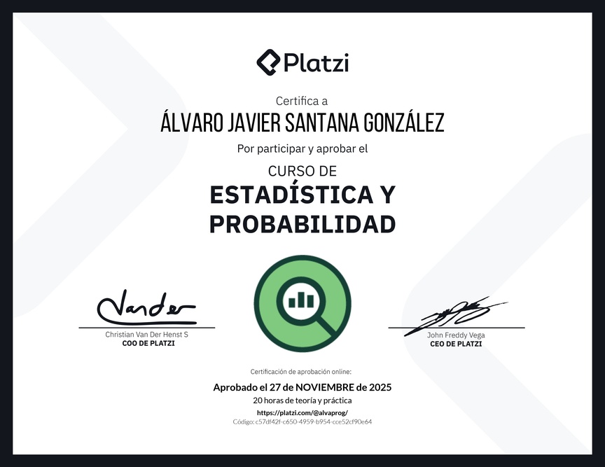 Diploma del Curso de Estadística y Probabilidad