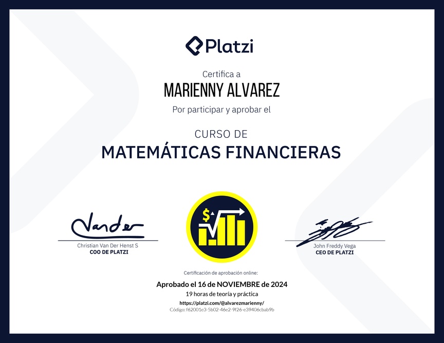 Diploma del Curso de Matemáticas Financieras