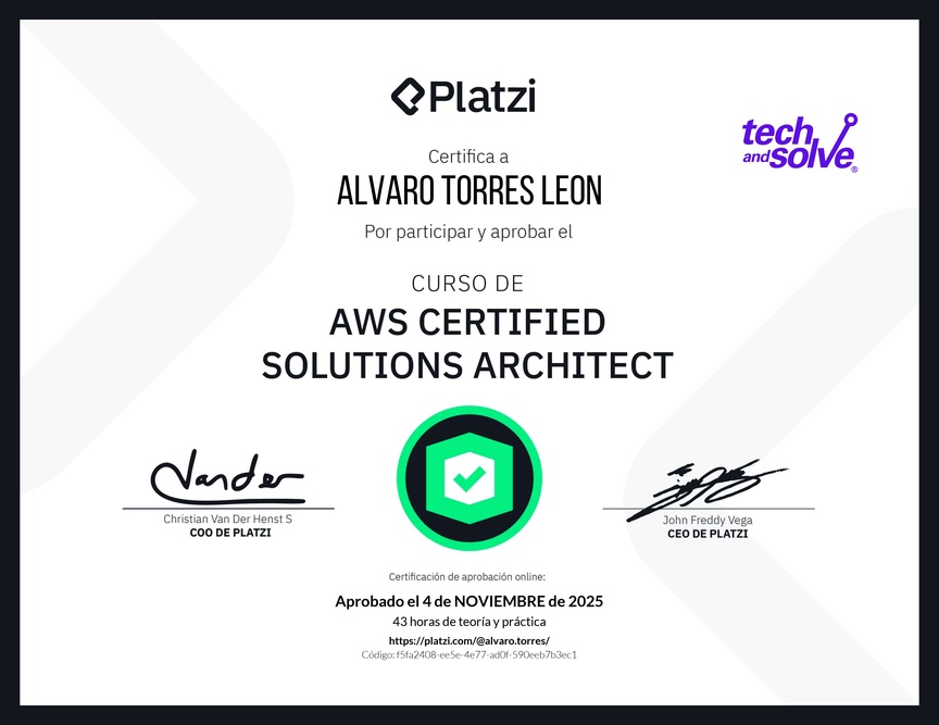 Diploma del Curso de AWS Certified Solutions Architect Associate