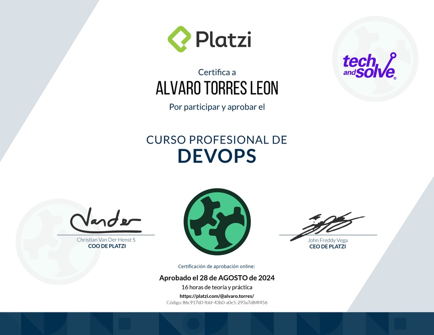 Diploma del Curso Profesional de DevOps