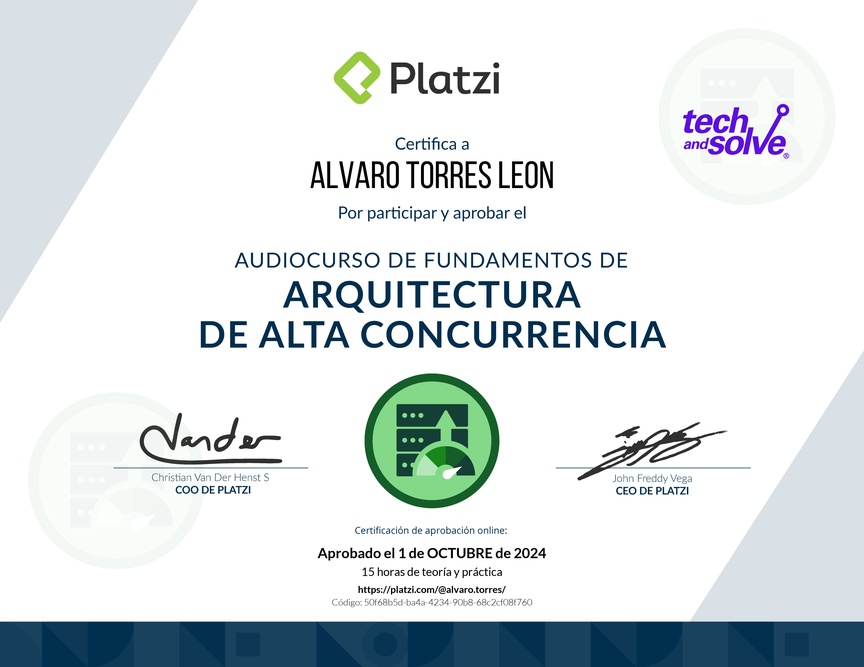 Diploma de Audiocurso de Fundamentos de Arquitectura de Alta Concurrencia