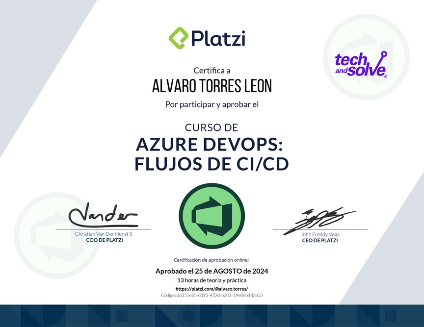 Diploma del Curso de Azure DevOps: Flujos de CI/CD