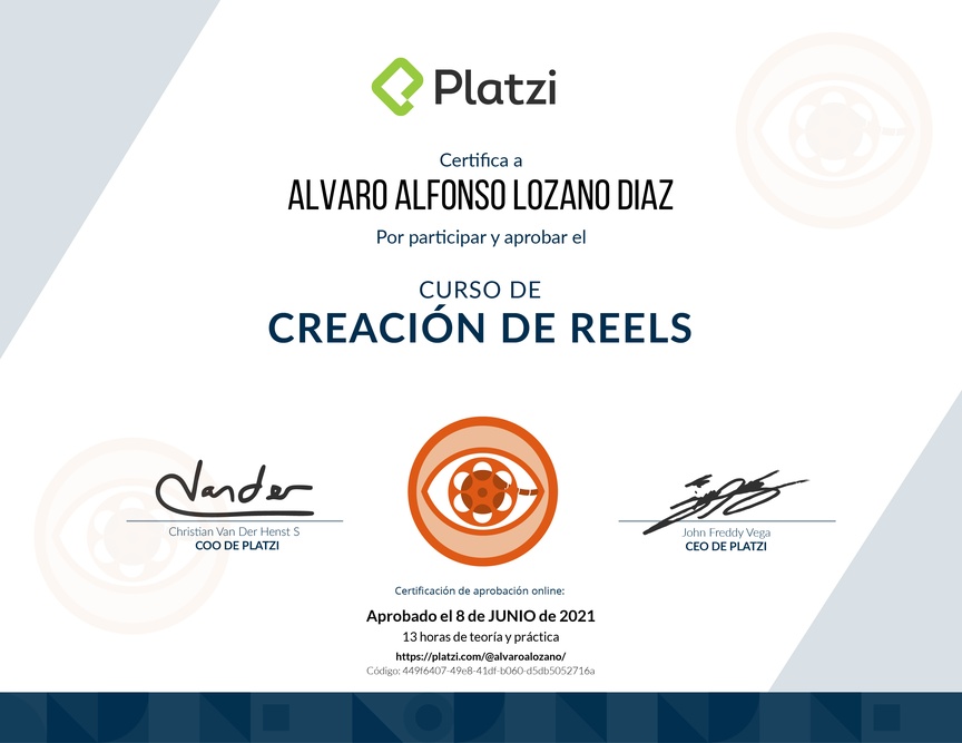 Diploma del Curso de Creación de Reels
