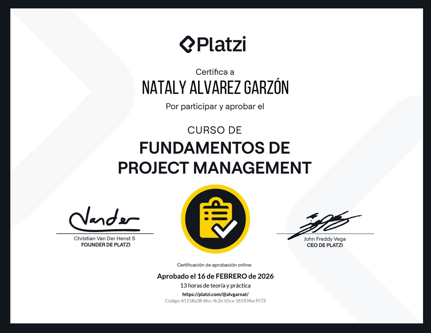 Diploma del Curso de Fundamentos de Project Management