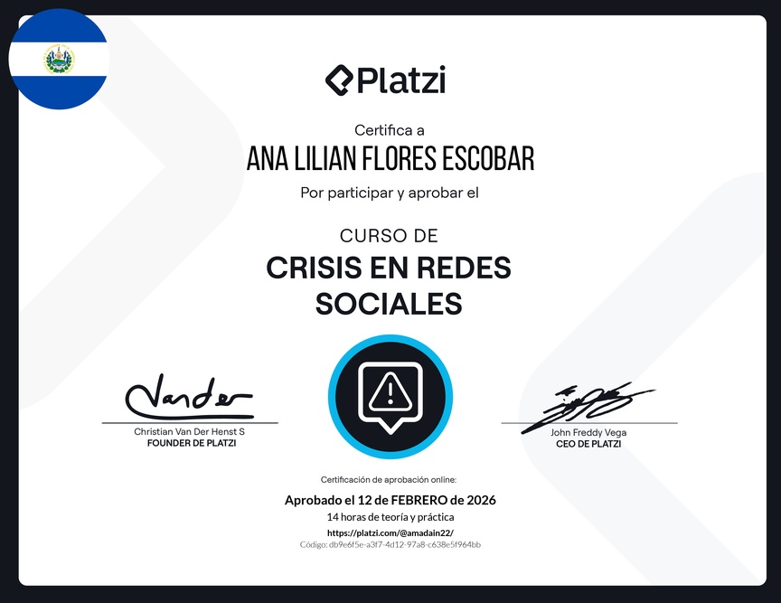 Diploma del Curso de Gestión de Crisis en Redes Sociales