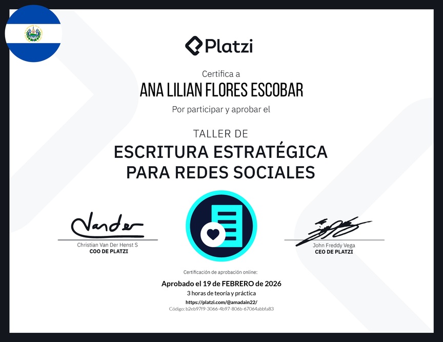 Diploma de Taller de Escritura Estratégica para Redes Sociales