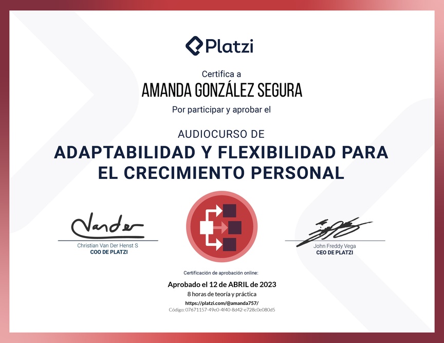 Diploma de Audiocurso de Adaptabilidad y Flexibilidad para el Crecimiento Personal