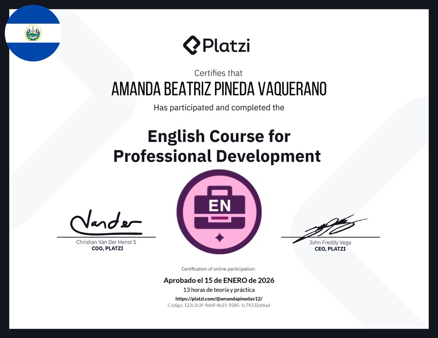 Diploma del Curso en Inglés para el Desarrollo Profesional