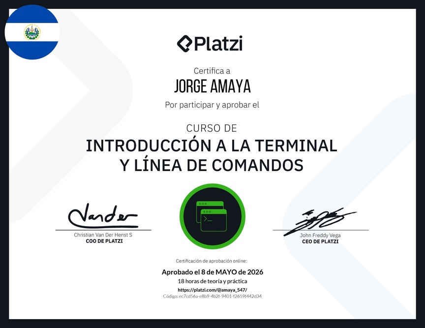 Diploma del Curso de Introducción a la Terminal y Línea de Comandos