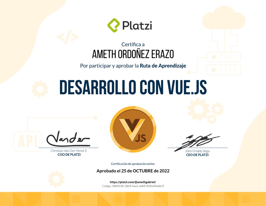 Diploma de la Ruta de Aprendizaje de Frontend a profundidad con Vue.js