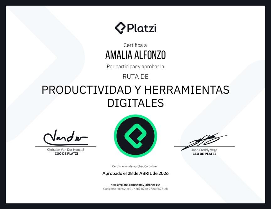 Diploma de la Ruta de Aprendizaje de Productividad y Herramientas Digitales