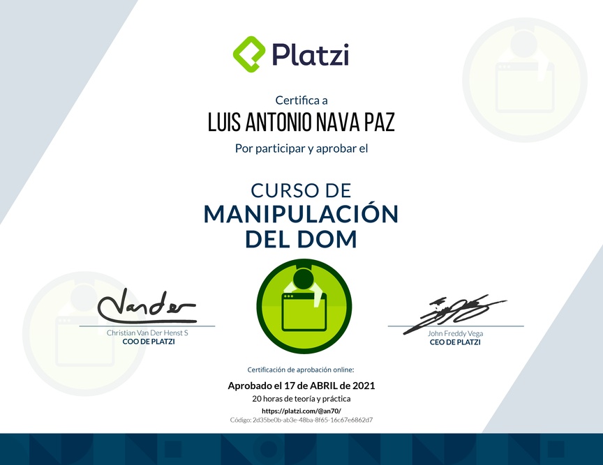 Diploma del Curso de Manipulación del DOM