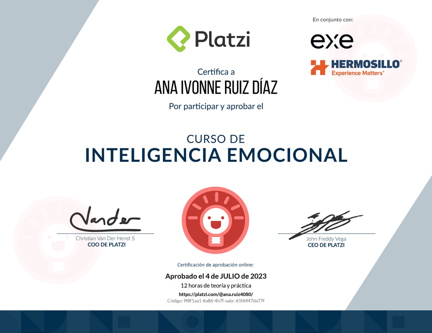 Diploma del Curso de Inteligencia Emocional