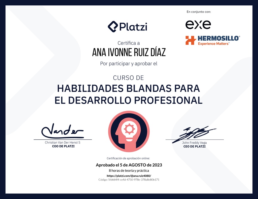 Diploma del Curso de Habilidades Blandas para el Desarrollo Profesional