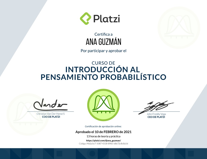 Diploma del Curso de Introducción al Pensamiento Probabilístico