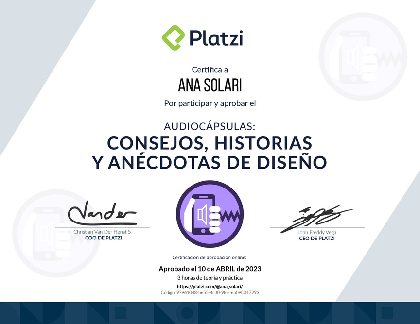 Diploma de Audiocápsulas: Consejos, Historias y Anécdotas de Diseño