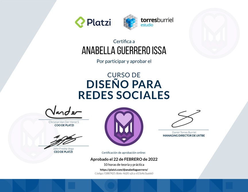 Diploma del Curso de Diseño para Redes Sociales