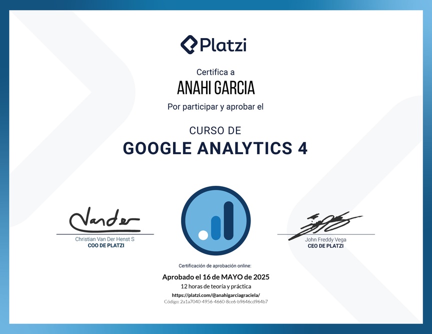 Diploma del Curso de Google Analytics