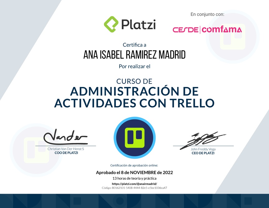 Diploma del Curso de Trello