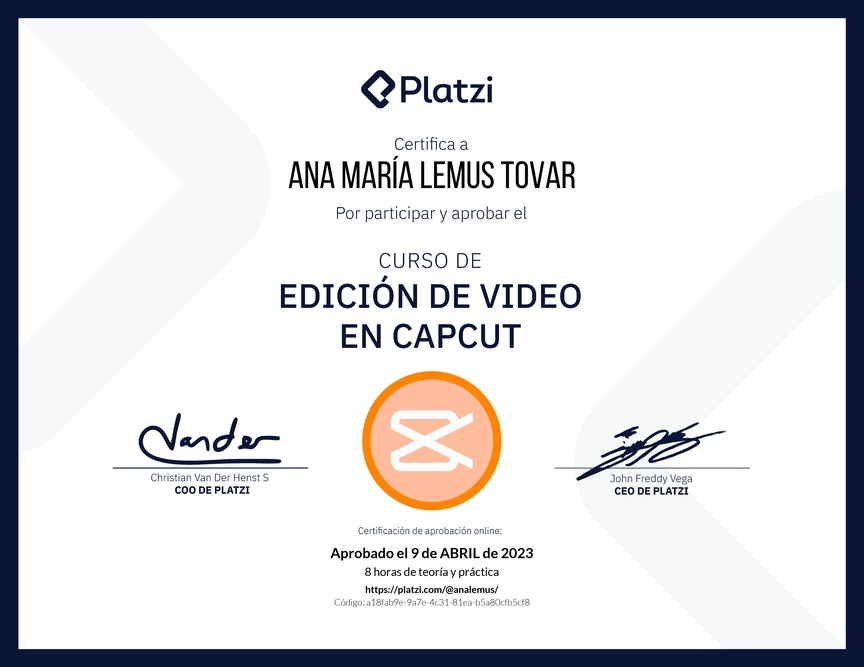 Diploma del Curso de Edición de Video con Capcut