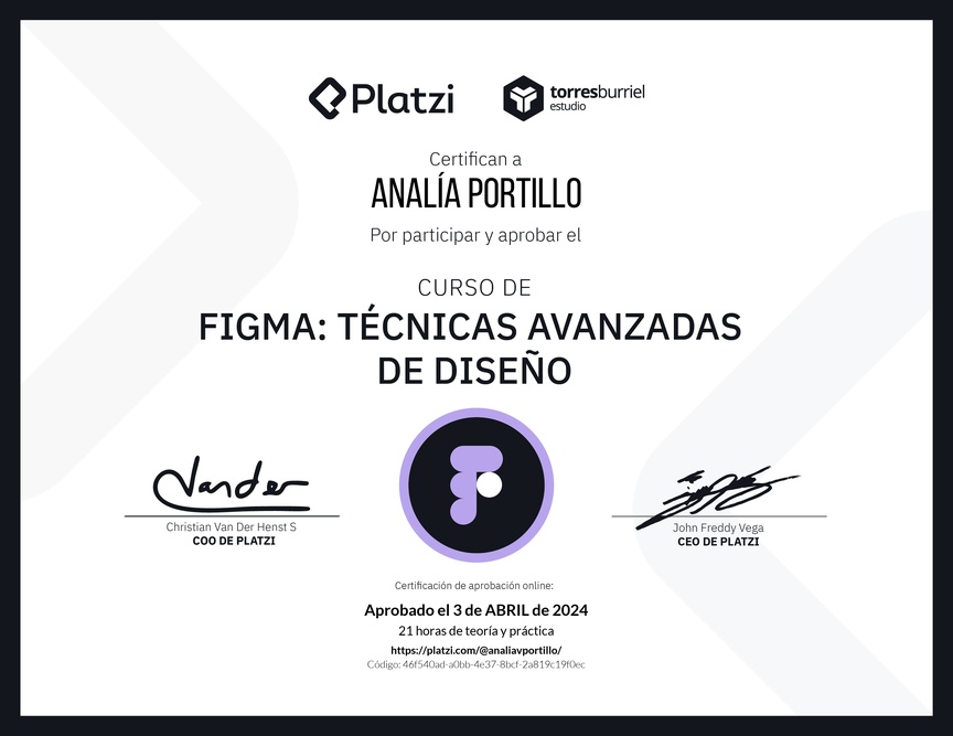 Diploma del Curso de Figma: Técnicas Avanzadas de Diseño