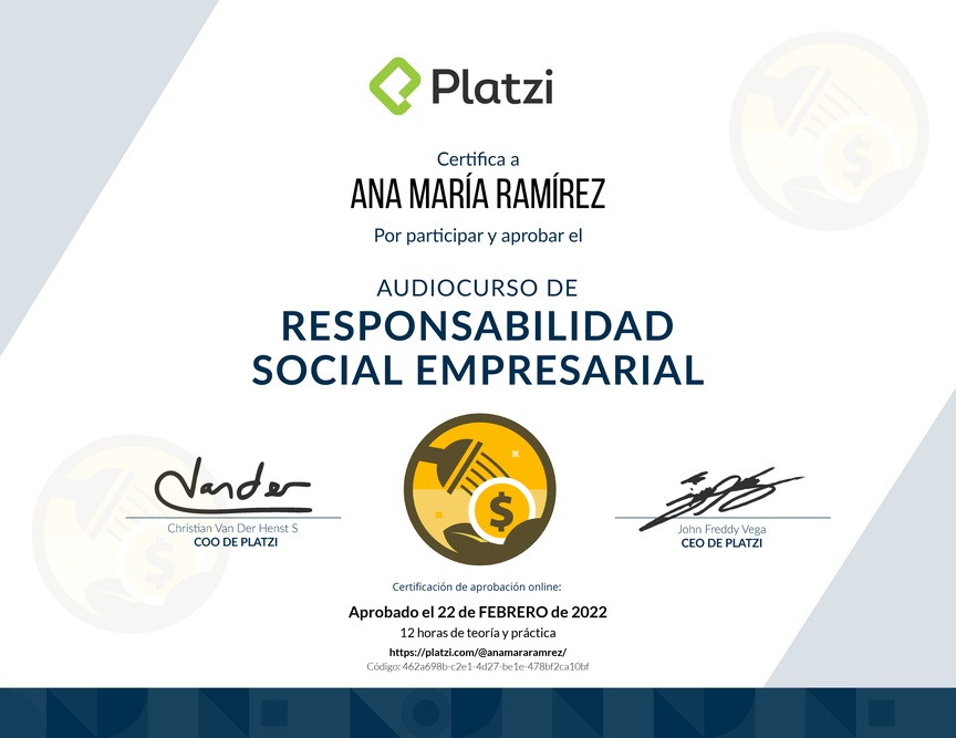 Diploma de Audiocurso de Responsabilidad Social Empresarial