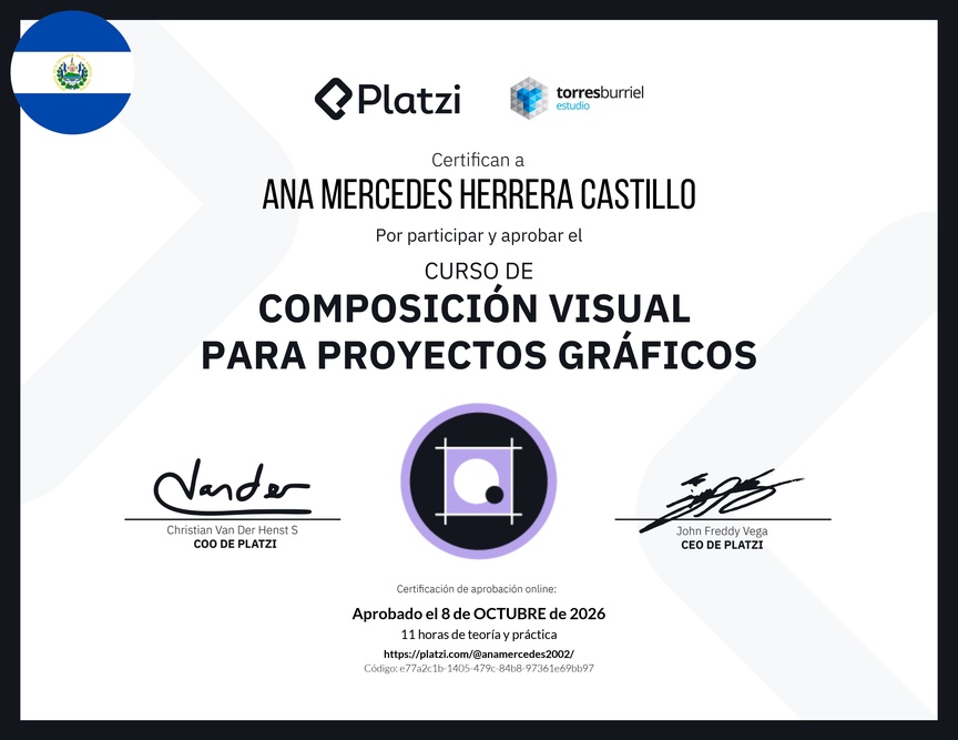 Diploma del Curso de Composición Visual para Proyectos Gráficos