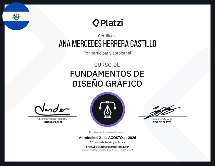 Diploma del Curso de Fundamentos de Diseño Gráfico