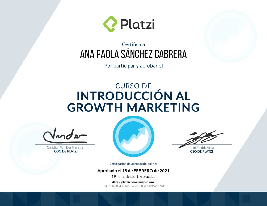 Diploma del Curso de Introducción al Growth Marketing