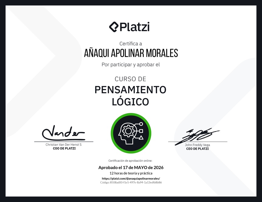 Diploma del Curso de Pensamiento Lógico