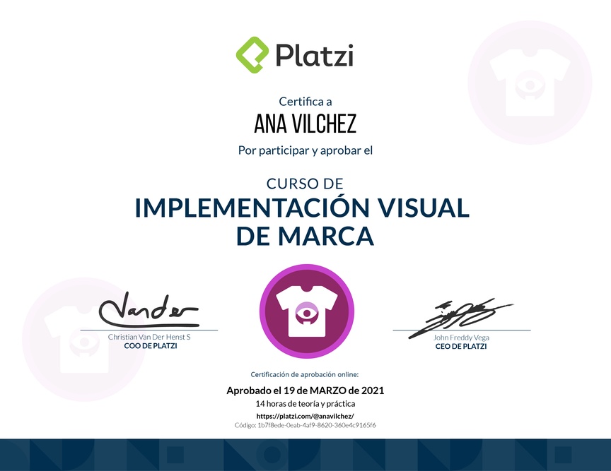 Diploma del Curso de Implementación Visual de Marca