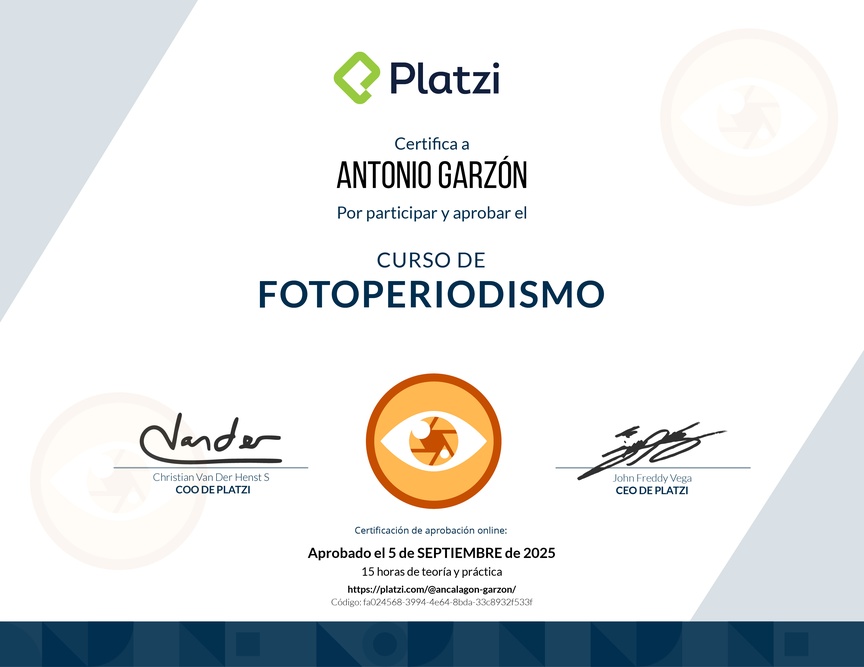 Diploma del Curso de Fotoperiodismo