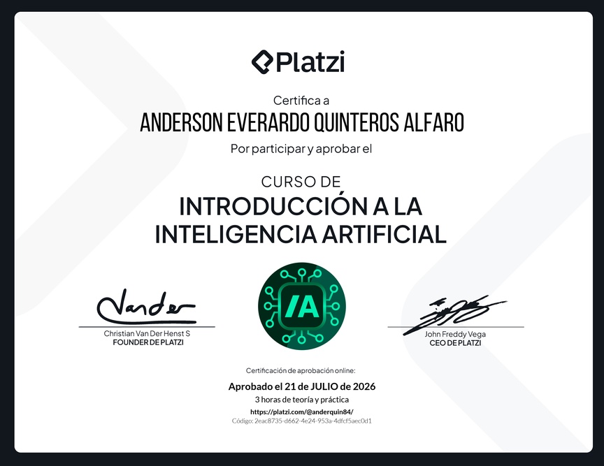Diploma del Curso de Introducción a la Inteligencia Artificial