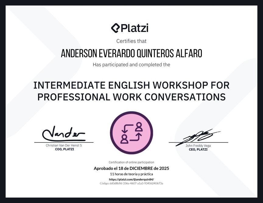 Diploma del Curso de Inglés Práctico para Conversaciones de Trabajo