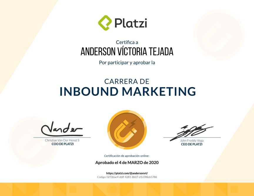 Diploma de la Ruta de Aprendizaje de Inbound Marketing